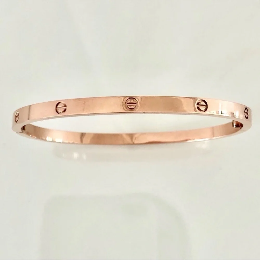 Generic Small Model Screw Cuff Bangle Bracelet with Screwdriver in Rose Gold